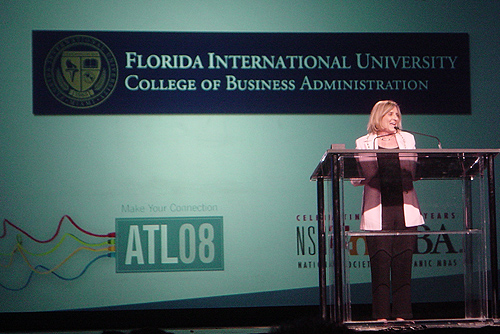 Joyce J. Elam, executive dean, at the National Society of Hispanic MBAs conference during which the college received the prestigious 2008 Brillante Award for Excellence to an educational institution