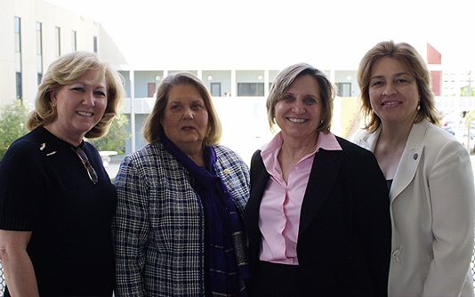 From left to right: Sandra Gonzalez-Levy, vice president, university and community relations; Natacha Seijas; Joyce J. Elam, and Annabelle Rojas