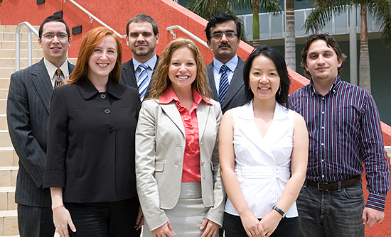 Back row from left to right: Emmanuel Roman, Martin Gilian, Santhosh Narayanan and Ilker Taner; front row from left to right: Deborah Zinn, Kiley Surma and Kaiyu Huang