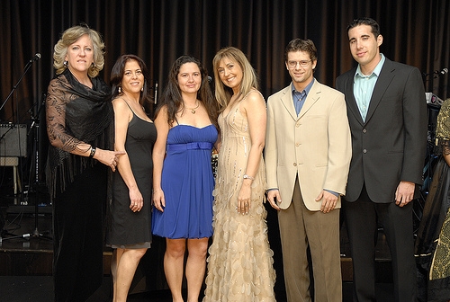 Members of the two winning teams from the Entrepreneur Challenge Business Plan Competition were acknowledged at the Entrepreneurship Hall of Fame ceremony. From left to right: Science Boomers Pura Rodriguez, Dania Sancho, and Elisa Orduy; Irma Becerra-Fernandez, director, Eugenio Pino and Family Global Entrepreneurship Center; Miami’s Finest Aquarium Services team members Christopher Phillips and Michael Green