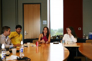 Randomly selected students from the International MBA program offered suggestions about the program during a focus group.