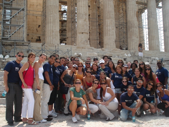 In addition to company visits throughout the region, the study abroad group toured many sites, including the Acropolis.