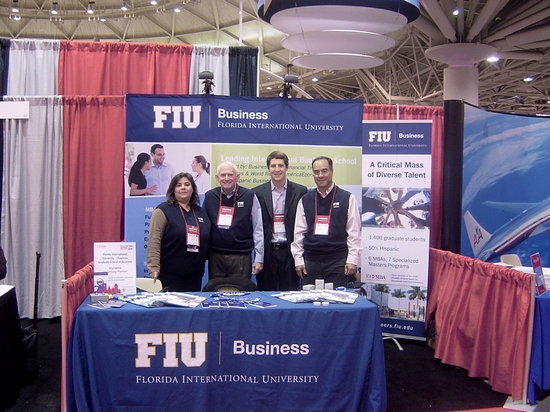 From left to right: Elsie Florido, Barry Shiflett, Paxton Riter and Luis Casas at the FIU booth at the NSHMBA 2009 Conference