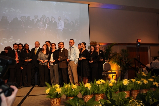 The News@FIU team, including Beverly Z. Welber, far right, won the FIU Community Award.