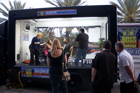 “Be the Boss Challenge” participants enacted scenarios in a clear truck enabling passersby to be part of the experience.