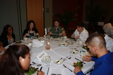 Attendees learned the subtle requirements of dining etiquette