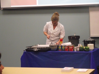 Attendees got a cooking lesson as part of the weeklong “Healthy Steps” student effort.