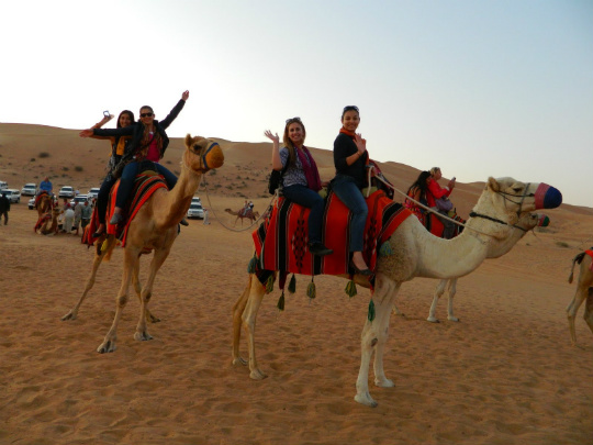 Participants got to ride on camels in the desert.