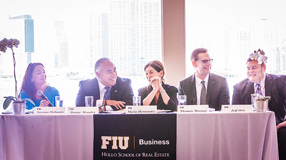 Left to Right: Suzanne Hollander, Jimmy Morales – Miami Beach City Manager,  Maria Hernandez – Director of Miami Beach Convention Center, Tom Mooney- Director of Planning City of Miami Beach, Jeff Ortis – Director of Economic Development  City of Miami Beach