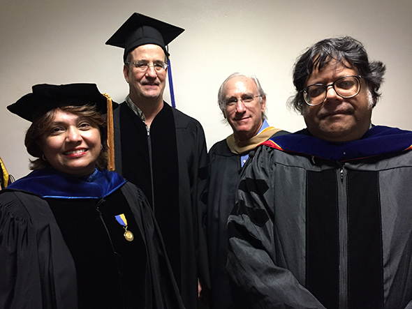 College of Business faculty members (l. to r.) Deanne Butchey, Joel Barber, Paul Black and Shahid Hamid