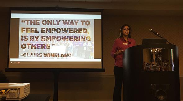AMA@FIU member Stephanie Espinoza during her presentation at the AMA International Collegiate Conference