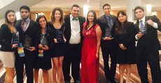 From left to right: Ashley Pozo (5th place Community Service Project), Jesus Mendez (5th place Hospitality Management), Karina Hleuka (7th place Help Desk), Carolina Chavez (5th place Sales Presentation), Albert Amaya (3rd place Future Business Executive, 5th place Community Service Project and elected National President), Elizabeth Alvarez (appointed National Parliamentarian), Michael Angrand (5th place Hospitality Management) , Lai Eng and Alexander Alonso (5th place Hospitality Management).