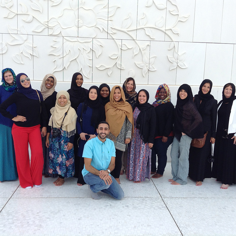 Students and alumni from FIU’s HCMBA program visit the Great Mosque in Abu Dhabi