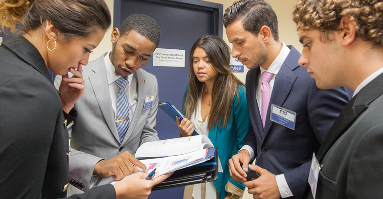 FIU students compete to seal the deal in the Panther Sales Tournament.