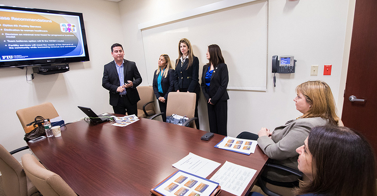 Healthcare MBA students present solutions to a hospital’s real-world problems.