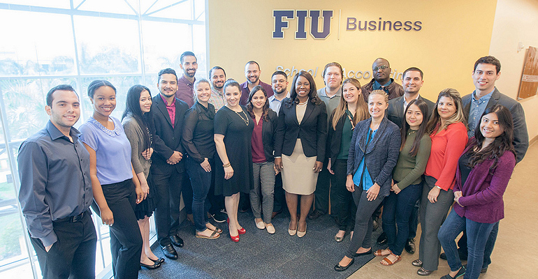 FIU Associate Professor Antoinette Smith and Forensic Accounting track students.