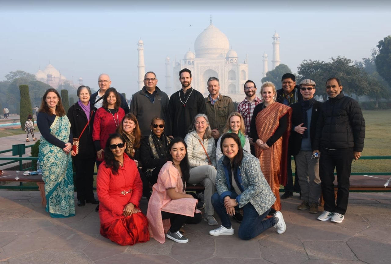 PDIB India participants in front of the Taj Mahal in Agra at sunset New Year’s Day.